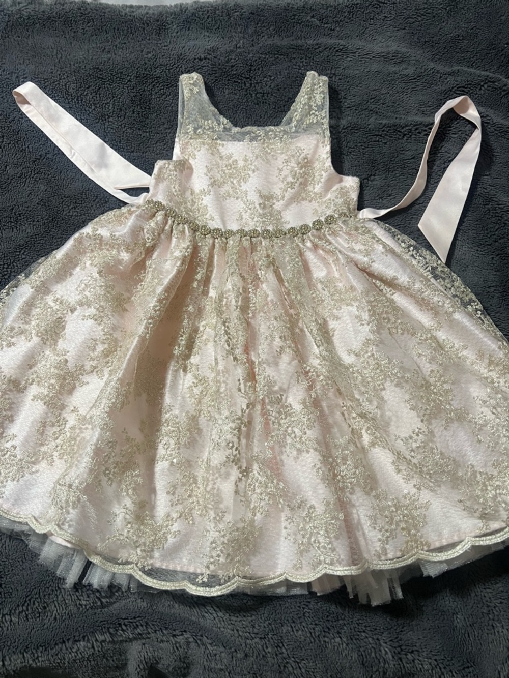🌻American Princess Blush Pink Dress with Gold Lace Accents🌻